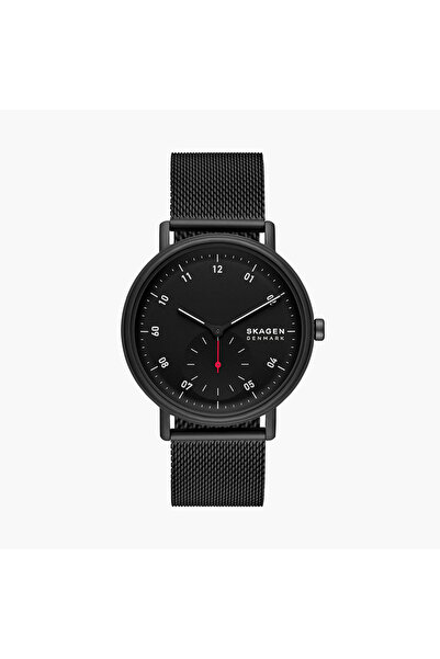 Skagen ساعة رجالية تناظرية سوداء بسوار من الفولاذ المقاوم للصدأ مقاس 44 مم | ...