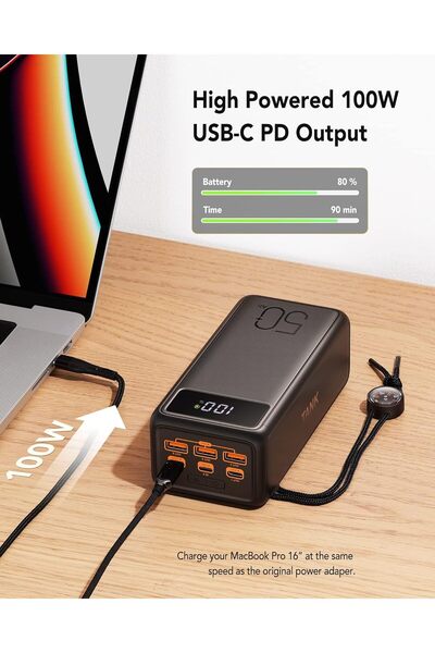 Veger Power Bank 56000mAh 130W PD/QC3.0 Portable Charger with LED Display, Flashlight & Compass