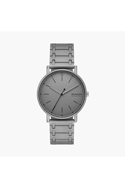 Skagen ساعة رجالية تناظرية رمادية اللون بسوار من الفولاذ المقاوم للصدأ مقاس 4...