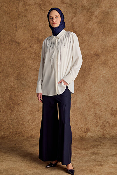 Setrms Taş Detaylı Gömlek Yakalı Tunik