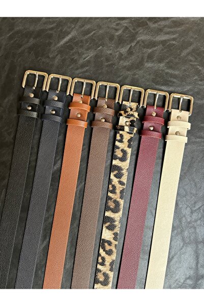 LİA KEMER 7-Piece Loyal Rectangular Patterned Women's Silver Buckle Belt Jacket Belt Dress Belt Trouser Belt