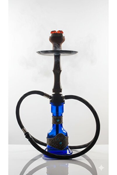 NovaCityShop küçük boy mavi camlı ahşap nargile