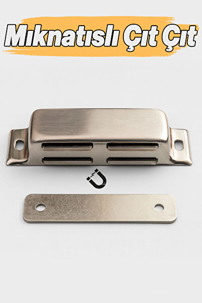 Badem10 Mıknatıslı Çıt Çıt 8,5 cm Paslanmaz Metal Kapak Tutucu Dolap Çekmece ...