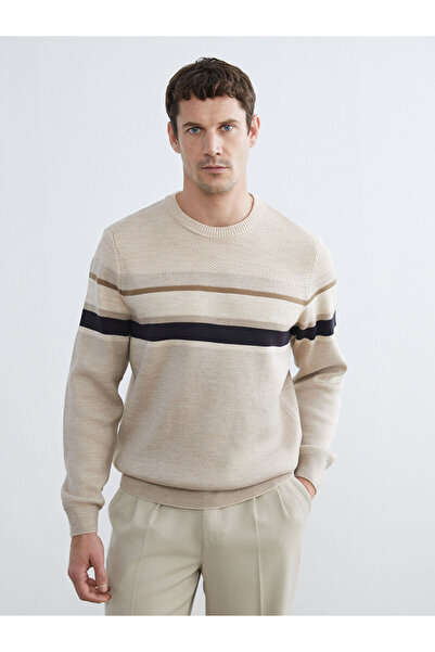 LC Waikiki Peak New Season Crew Neck Striped Men's Knitwear Sweater