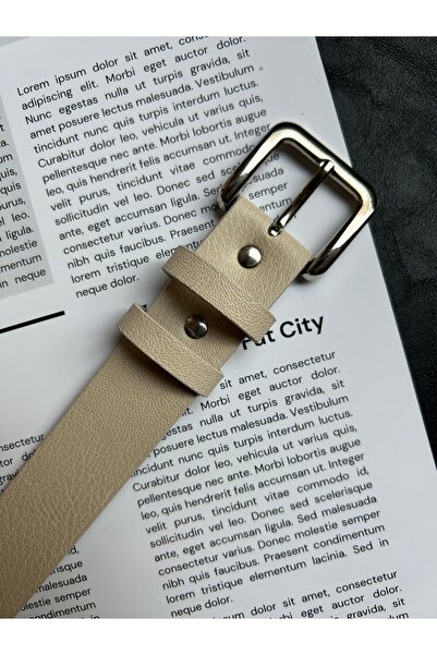 LİA KEMER Loyal Rectangular Patterned Women's Silver Buckle Belt Coat Belt Dress Belt Trouser Belt