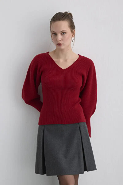 Gusto Bat Sleeve Wool Knitwear - Red