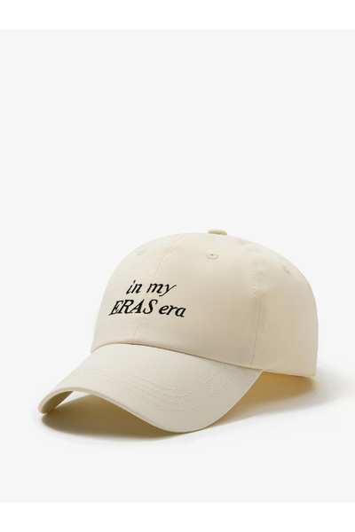 Take Two By Styli Beige Slogan Embroidery Baseball Cap