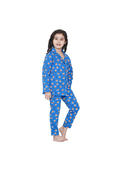 LAUREN SMITH Girl's Pajama Set Long Sleeve Buttoned Top with pants 2 Piece Printed Sleepwear Cotton Pjs Set