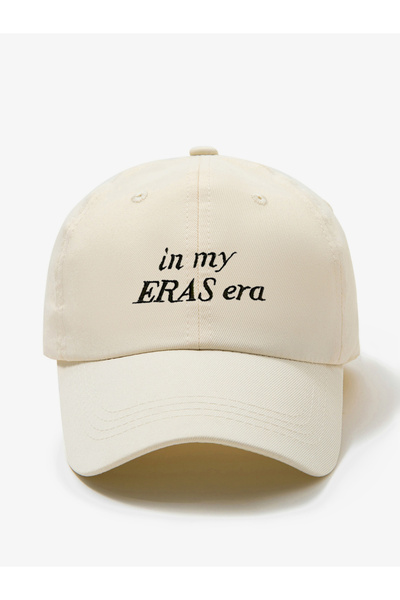 Take Two By Styli Beige Slogan Embroidery Baseball Cap