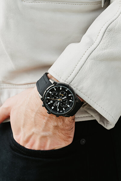 FERRO Black Silicone Cord Men's Wristwatch Fm31363D-G All Functions Active 3 Atm Water Resistant