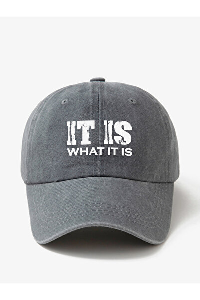 Take Two By Styli Grey Slogan Print Baseball Cap