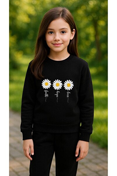 playwear ÇocukTakım Sweatshirt İP PAPATYA Baskılı Kız Erkek Çocuk Bisiklet Ya...