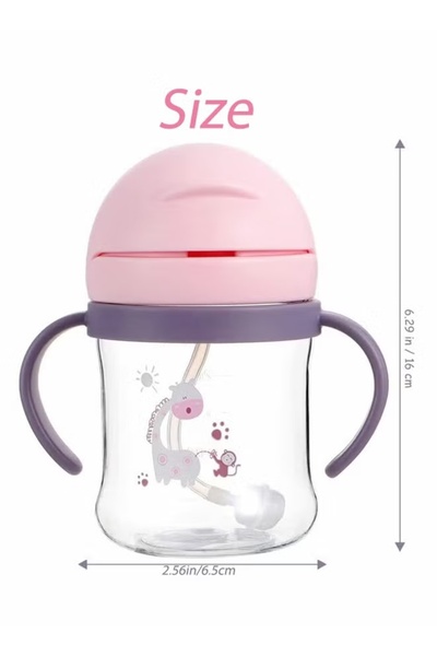Generic 250ml Baby Sippy Cup Baby Straw Cup with Handlesoft Spout, BPA-Free, Drop-Resistant