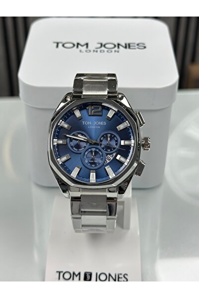 Tom Jones Köşeli Kasa Lacivert Kadran Çelik Kordon ERKEK KOL SAATİ
