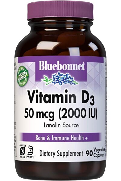 Bluebonnet فيتامين د3، 2000 وحدة دولية، 90 كبسولة