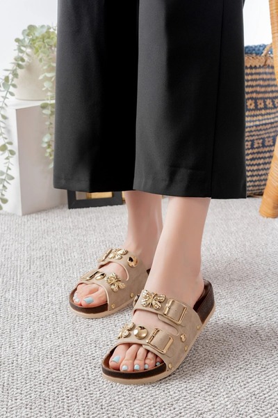 StWenn Women's Double Buckle Adjustable Belt Thick Sole Anatomical Daily Slippers Sandals