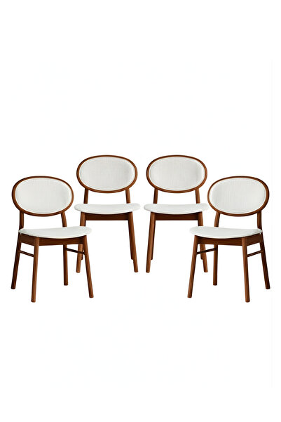 Woodenbend Medin Ceviz Rengi Kayın Ağacı 4 lü Döşemeli Sandalye Modern İskandinav Set