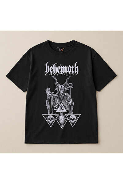 WİDİ Îmbrăcăminte de stradă unisex Behemoth Design elegant bumbac 100% supradimensionat guler rotund Unisex tricou