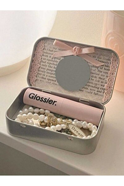 vanilkie Metal Mini Kutu Saklama Kutusu Yuvarlak Ayna Hediyeli