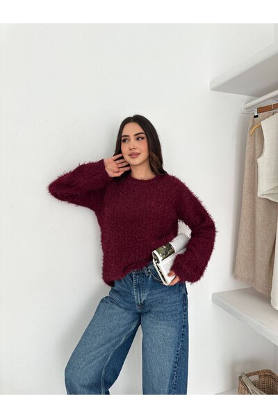 Paraf style Soft Plush Textured Oversized Women's Sweater