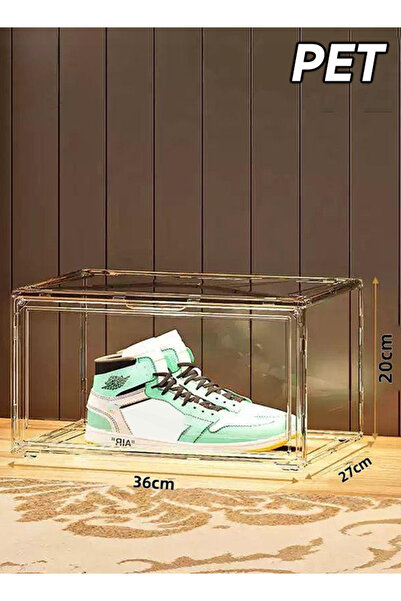 Generic Transparent storage box for shoes and bags - side-opening magnetic suction type simple plastic box