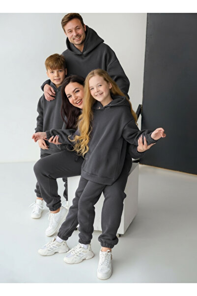 YAKAMEL Unisex Mother Father Child Combination 3-Ply Shard Fleece-Lined Fman Set