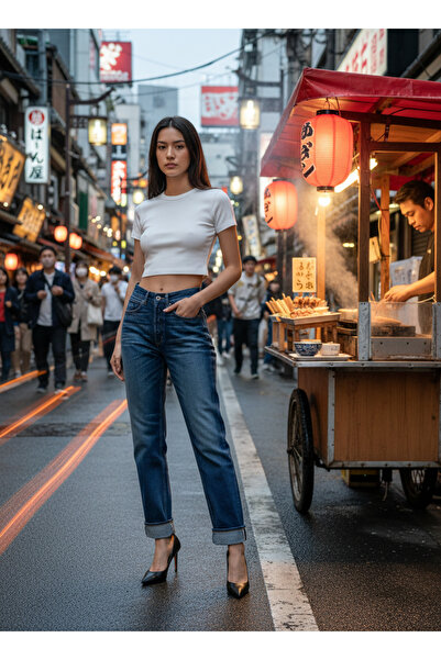 Limiteds Kadın Düz Paça Straight Fit Designer Jeans Japanese Selvedge Rigid D...