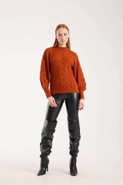 WOMENTİ Soft Textured Hair Braided Sweater