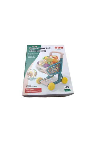 OEM Shopping Cart Playset with Accessories, Vegetables & Fruits, 43 Pieces (K...
