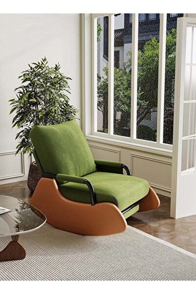 DOMEET كرسي هزاز مريح وعصري ذو ظهر مرتفع مبطن بمسند للقدمين وجيب جانبي