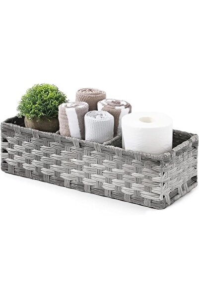 Arabest سلة ورقية لغطاء خزان المرحاض - سلة بلاستيكية متعددة الاستخدامات منسوجة يدويًا من الخيزران