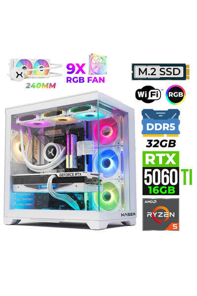 XASER Nova X160 Ryzen 5 7600 32GB DDR5 Ram 1TB M.2 NVMe SSD 16GB RTX5060 Ti S...