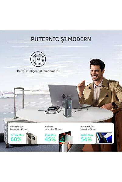 RONIC X External battery for laptop/phone/tablet, 100W, 20,000mAh, PD 3.1, 3 ports, powerbank