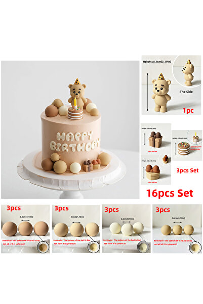 choice2 الحجم كما هو موضح في مجموعة من 16 قطعة من زينة كعكة الدب مع شموع النف...
