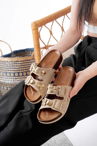 StWenn Women's Double Buckle Adjustable Belt Thick Sole Anatomical Daily Slippers Sandals