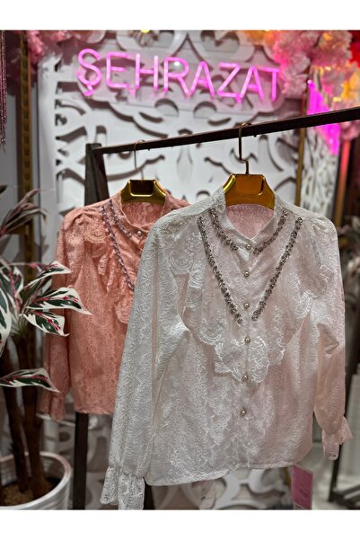 ŞEHRAZAT BUTİK Design Laced Stone Shirt