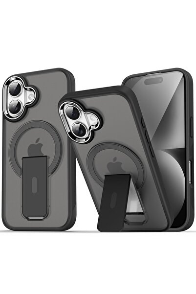 NewFace غطاء حماية SPTRNS لهاتف آيفون 16 بلس مع حامل تورك ماجسيف (110657) - أسود