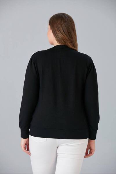 QUAWEAR Crew Neck Sequin Embroidered Zippered Combed Cotton Fabric Jacket