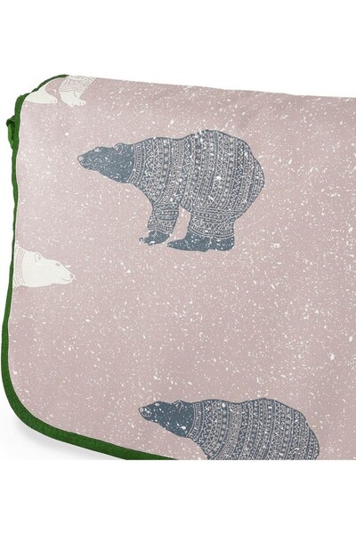 OEM Bonamaison shoulder bag digitally printed, black strap, 1 compartment, 29x36 cm, bear pattern,