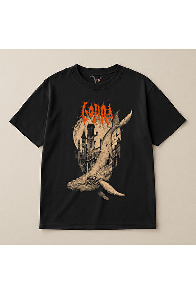 WİDİ Muzică Gojira Fishes Shark cu imprimeu bumbac 100% supradimensionat gule...