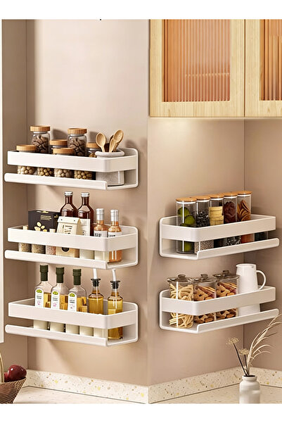 Generic New Punch-Free Wall-Mounted Spice Rack Stainless Steel Storage Rack 50cm White,2pcs
