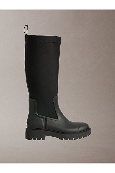Calvin Klein Women's Tractor Sole Neoprene Fabric Rain Boots - Black