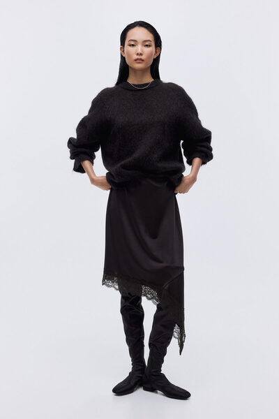 H&M Dantel Şeritli Asimetrik Etek