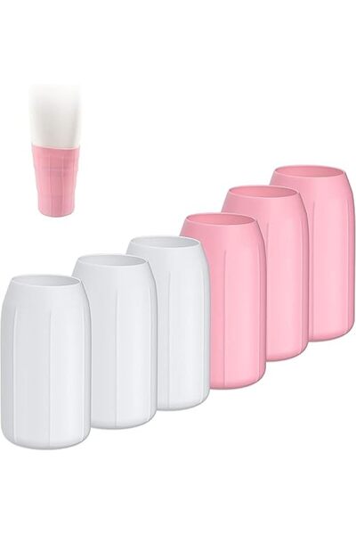 Arabest 6 قطع من الأكمام المرنة (3 بيضاء + 3 وردية) لمنع تسرب حاويات السفر