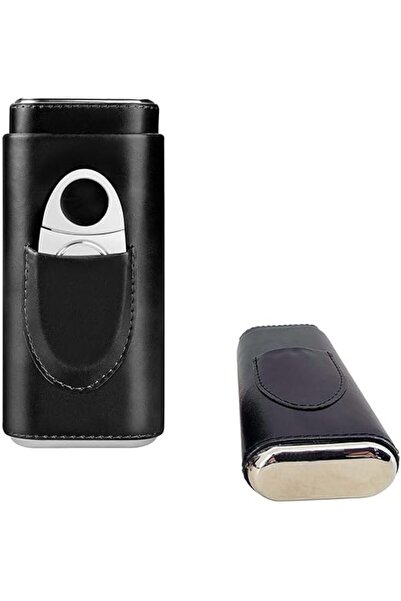 Arabest حقيبة سفر سيجار، مبطنة بخشب الأرز، حافظة سيجار مصنوعة من الجلد، مجموعة هدايا رائعة (أسود)