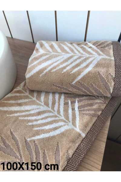 Özdilek 2 ADET Battal Boy(100x150cm) Banyo Havlusu Yaprak Bej