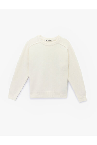 Koton Long Sleeve Crew Neck Basic Knit Sweater with Stitching Detail