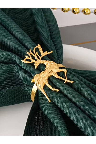 MENAR Inel pentru șervețele din metal cu figurină de căprioară aurie 6 bucăți inele pentru șervețele cu tematică de Anul Nou