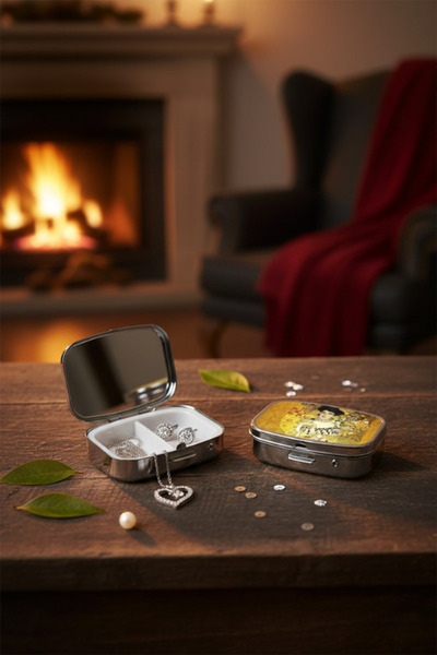 shop Gustav Klimt Adele Portresi Desenli Metal Hap ve Takı Kutusu - Bölmeli A...