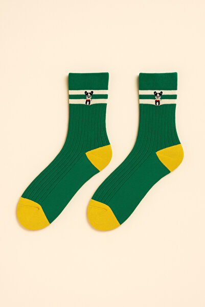 Katia&Bony Unisex Animal Embroidered Socks Green